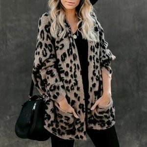 Knit Leopard Relaxed Fit Cardigan Size M/L